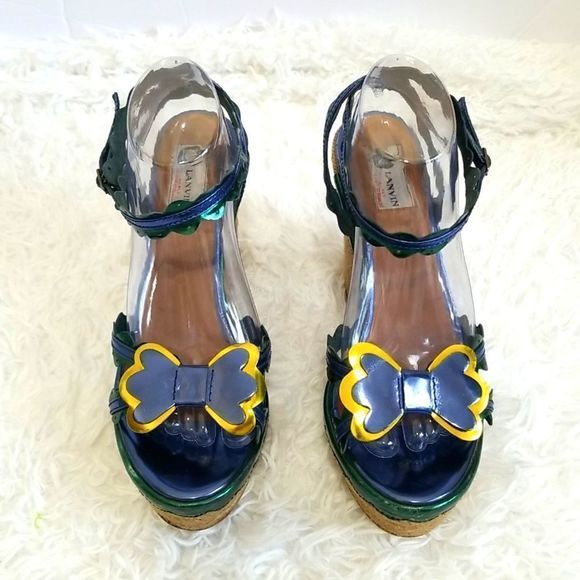 Lanvin Blue Metallic Espadrilles Sz 10.5 - Picture 3 of 15